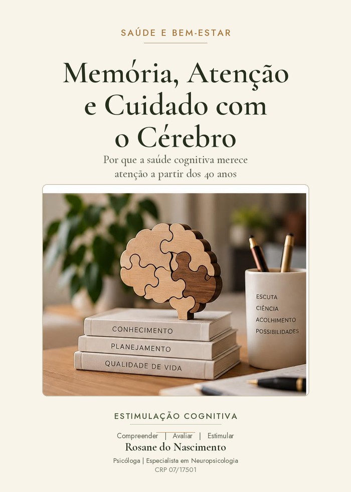 Capa do e-book Memória, Atenção e Cuidado com o Cérebro